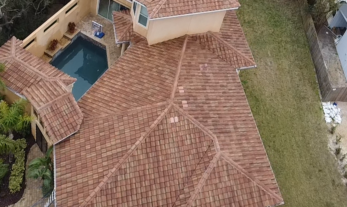 Roof after professional soft wash cleaning