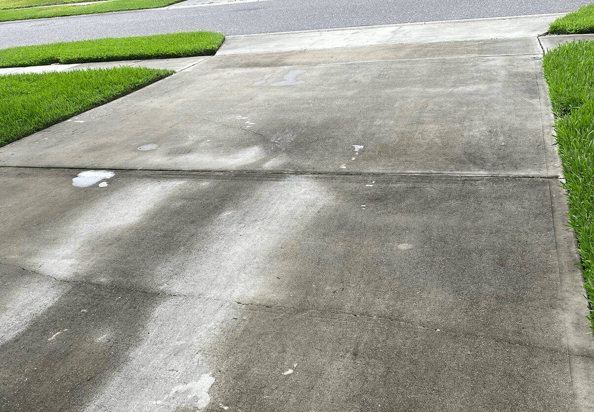 Pressure Washing project before professional cleaning by Wash and Go