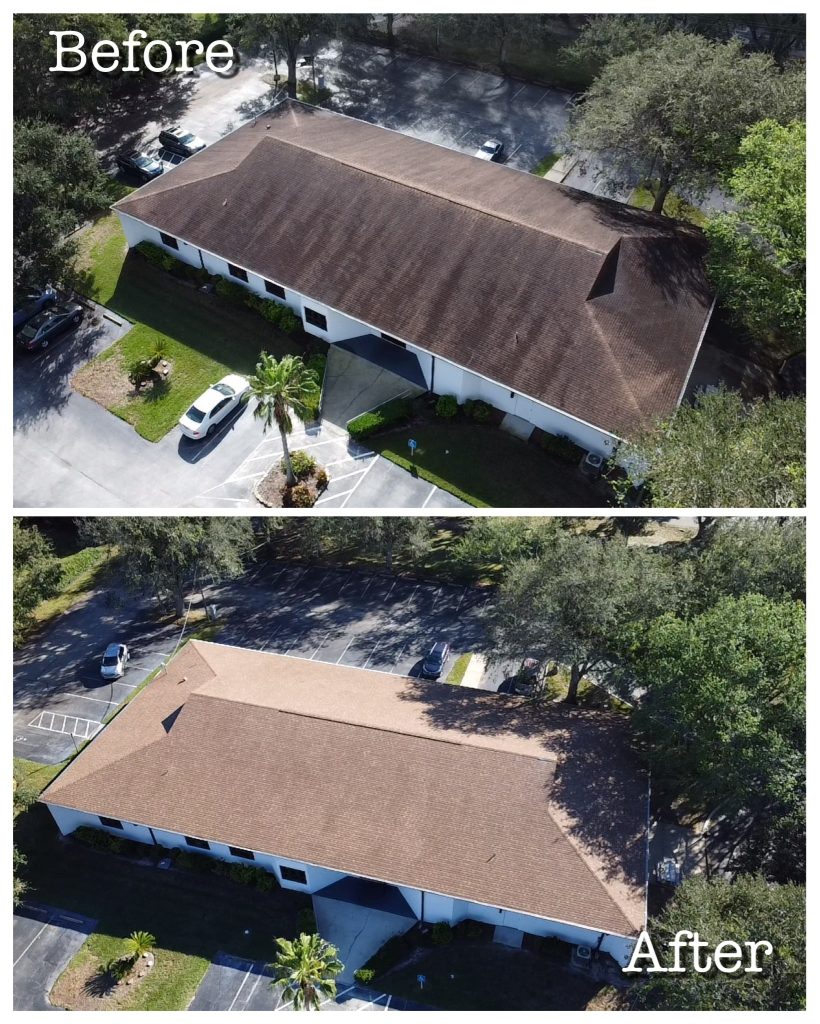 roof cleaning before and after